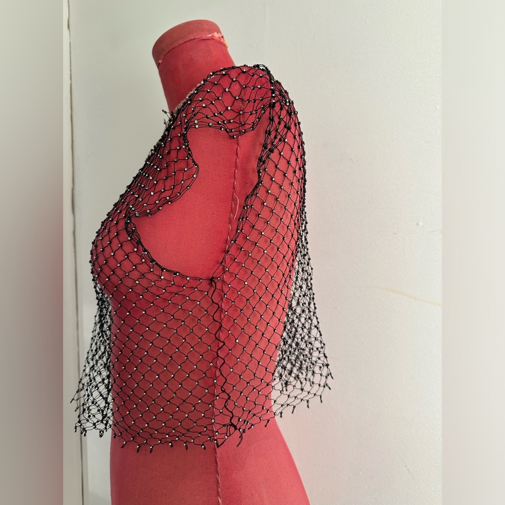 Sexy Rhinestone See Through Mesh Top Sleeveless Fishnet Cover Up Glitter